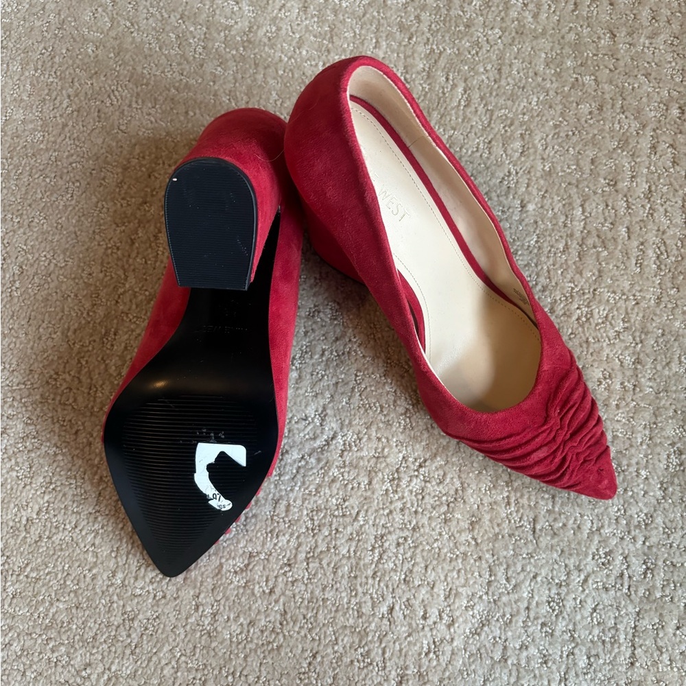 NEW Nine West Red Suede Block Heels